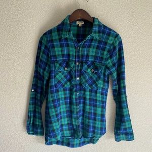 Blue, Green and Black Flannel Top